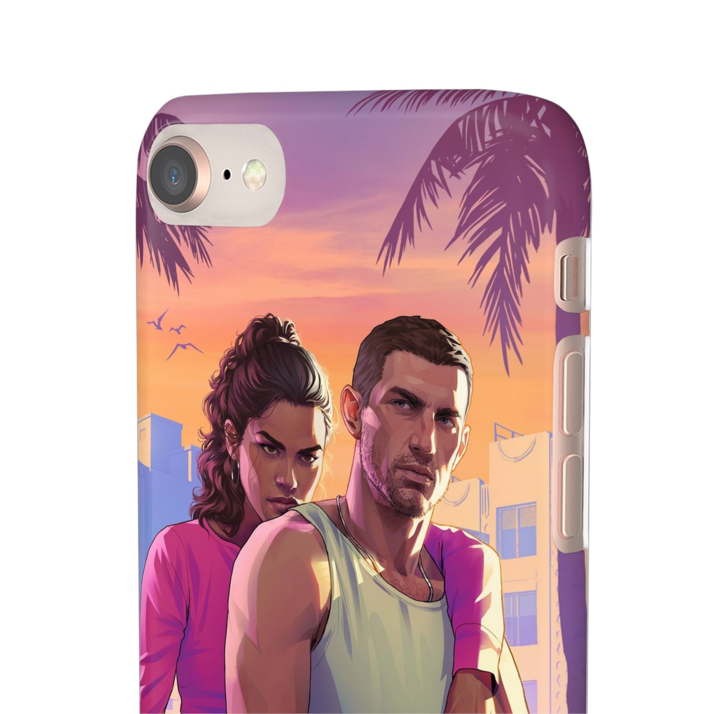 Phone Case — Retro Neon Couple Art Snap Case (Vibrant Miami Sunset)