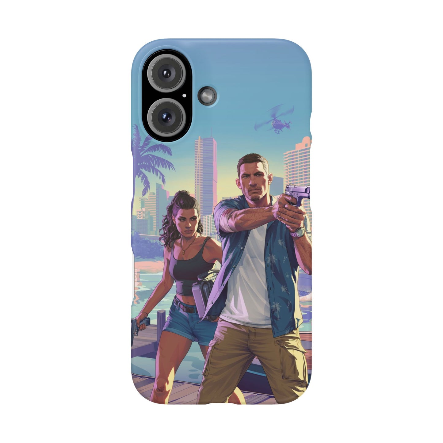 Phone Case — Retro Miami Action Scene Snap Case (Glamorous 80s Vibe)
