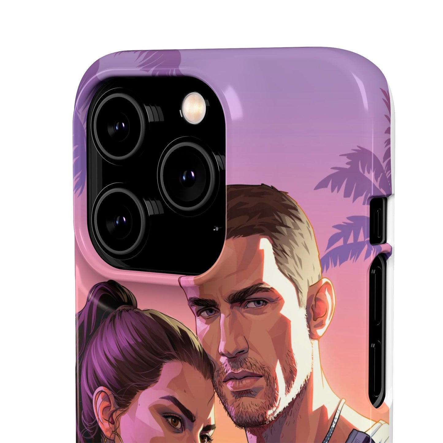 Retro Sunset Couple Phone Case — Romantic Miami Vibe Protective Snap Case