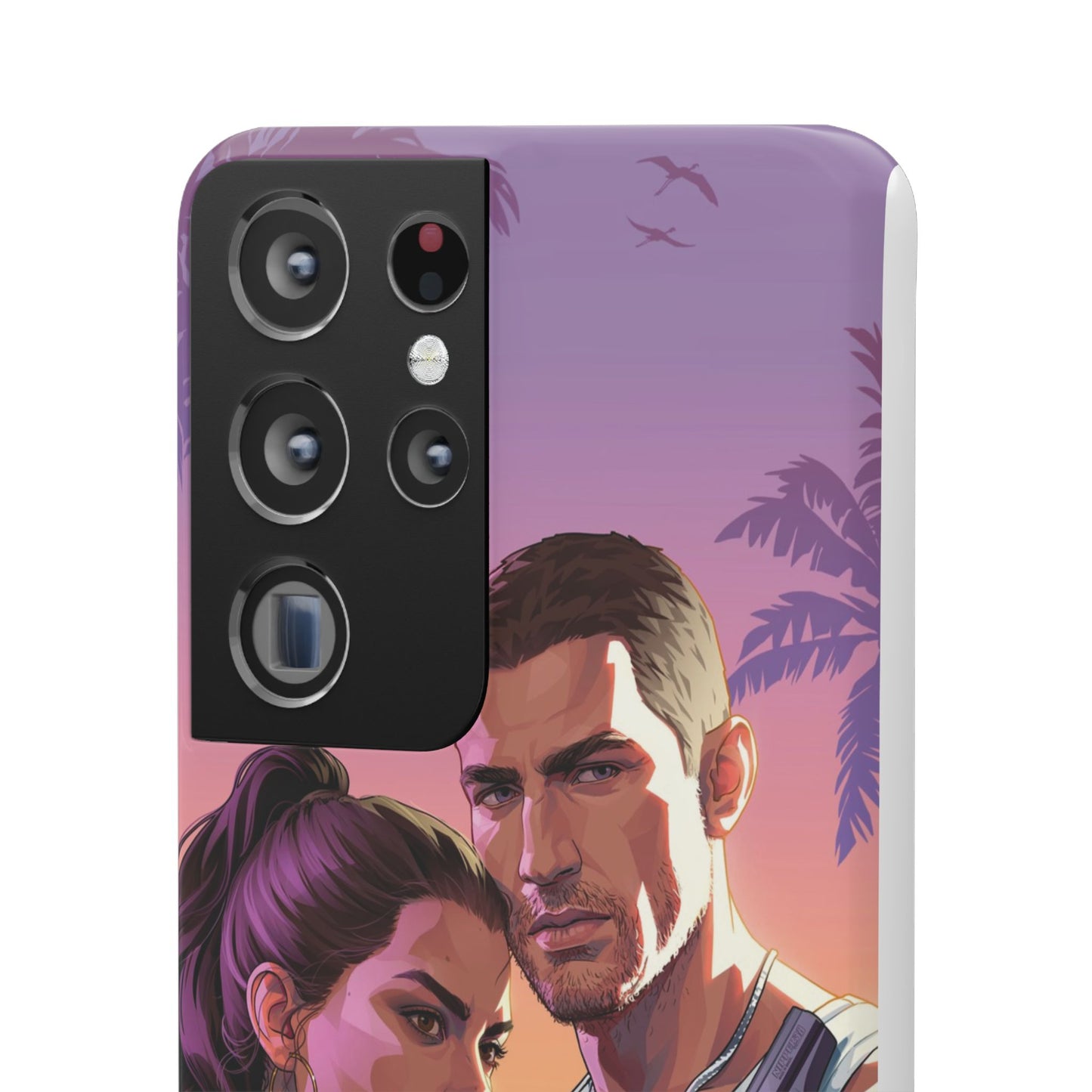 Retro Sunset Couple Phone Case — Romantic Miami Vibe Protective Snap Case