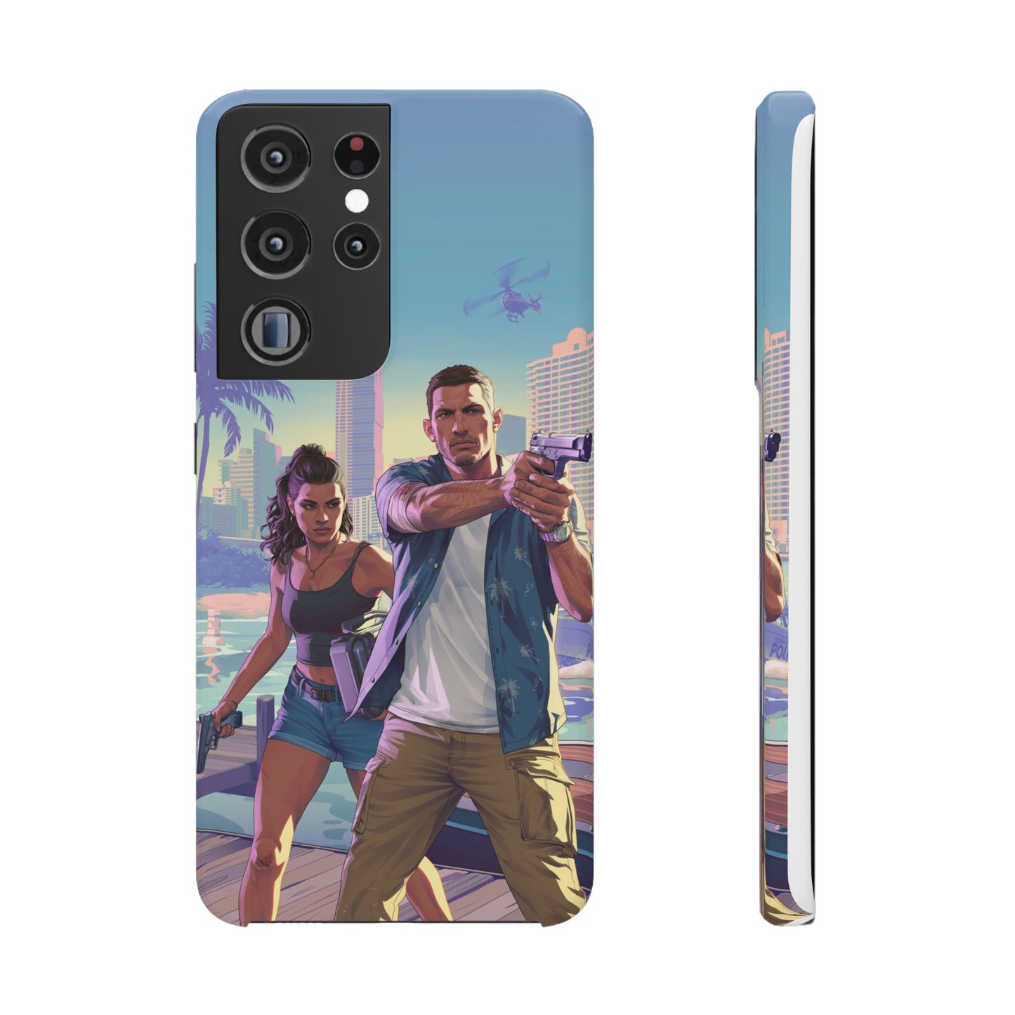 Phone Case — Retro Miami Action Scene Snap Case (Glamorous 80s Vibe)