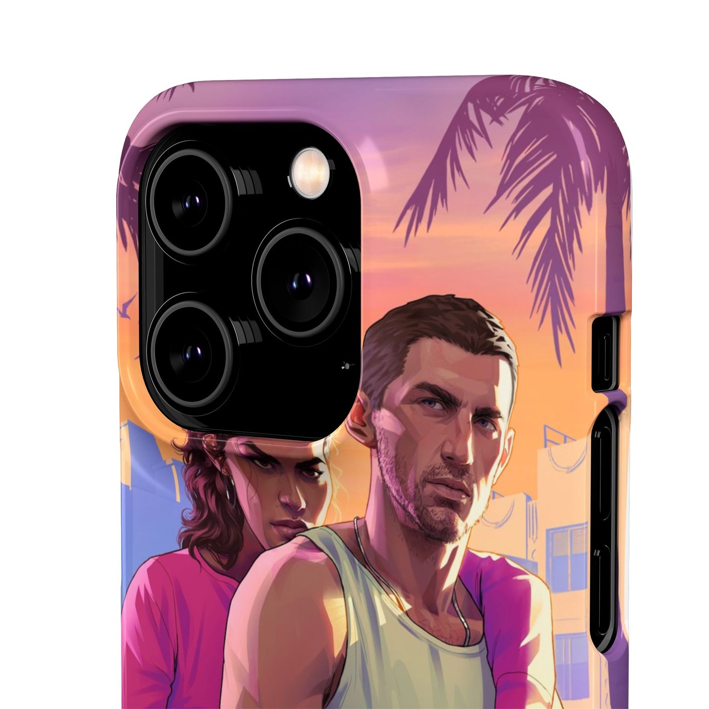 Phone Case — Retro Neon Couple Art Snap Case (Vibrant Miami Sunset)