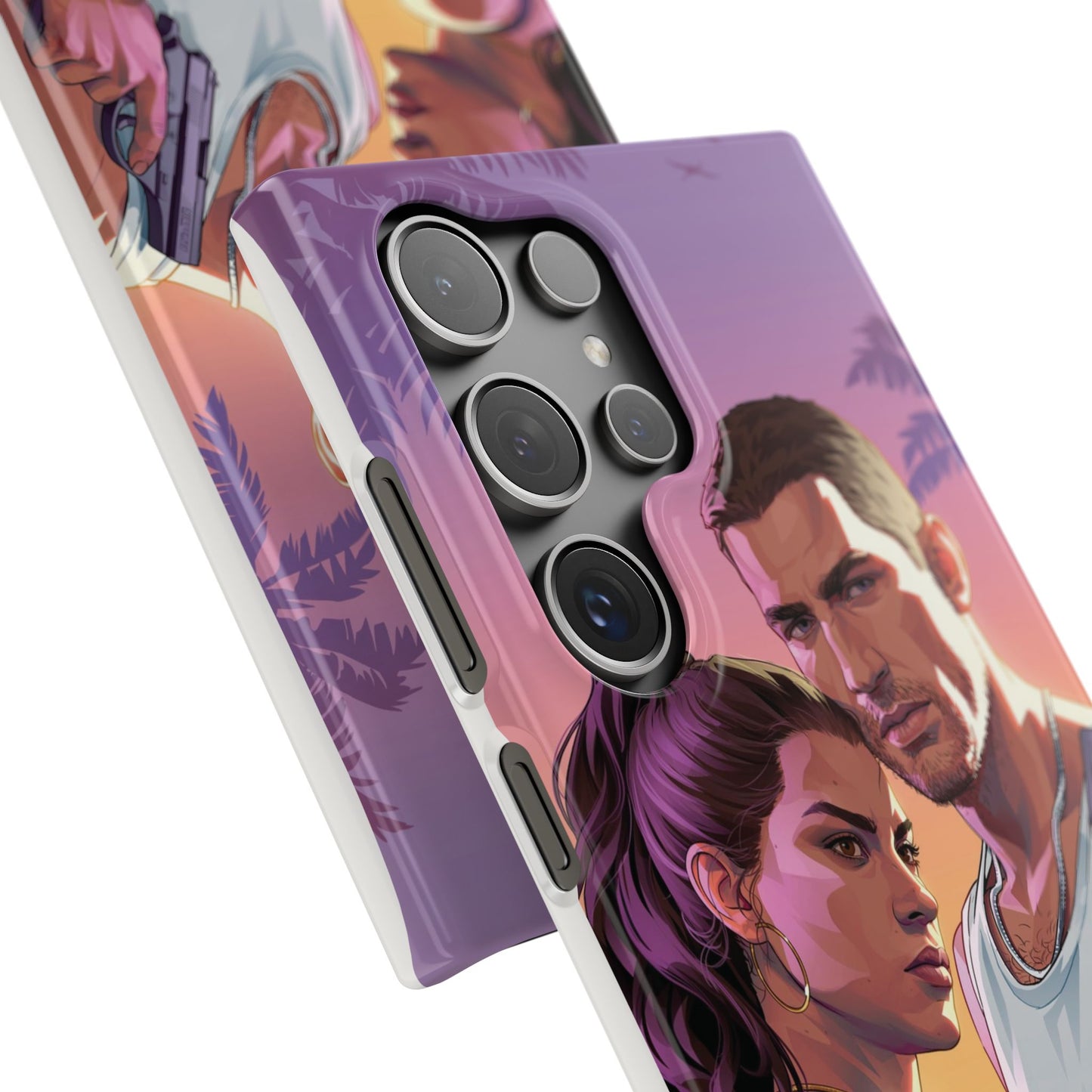 Retro Sunset Couple Phone Case — Romantic Miami Vibe Protective Snap Case