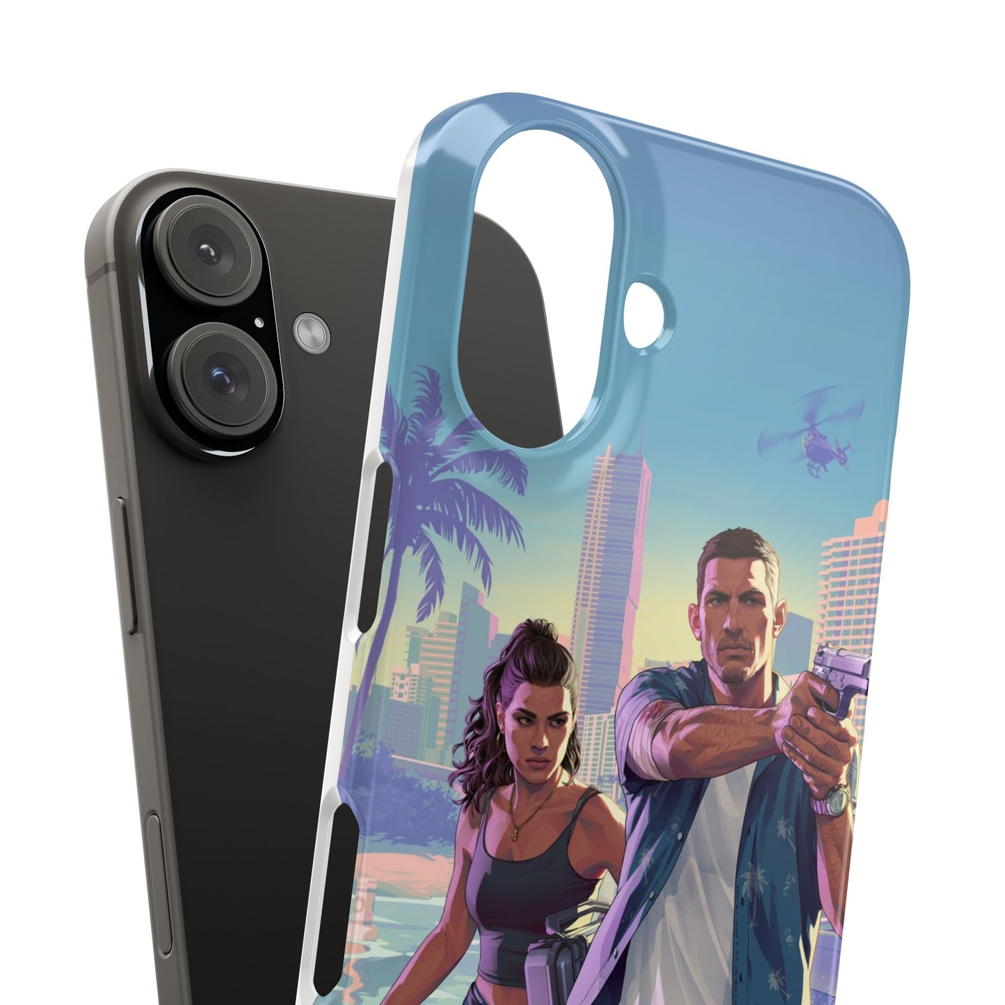Phone Case — Retro Miami Action Scene Snap Case (Glamorous 80s Vibe)