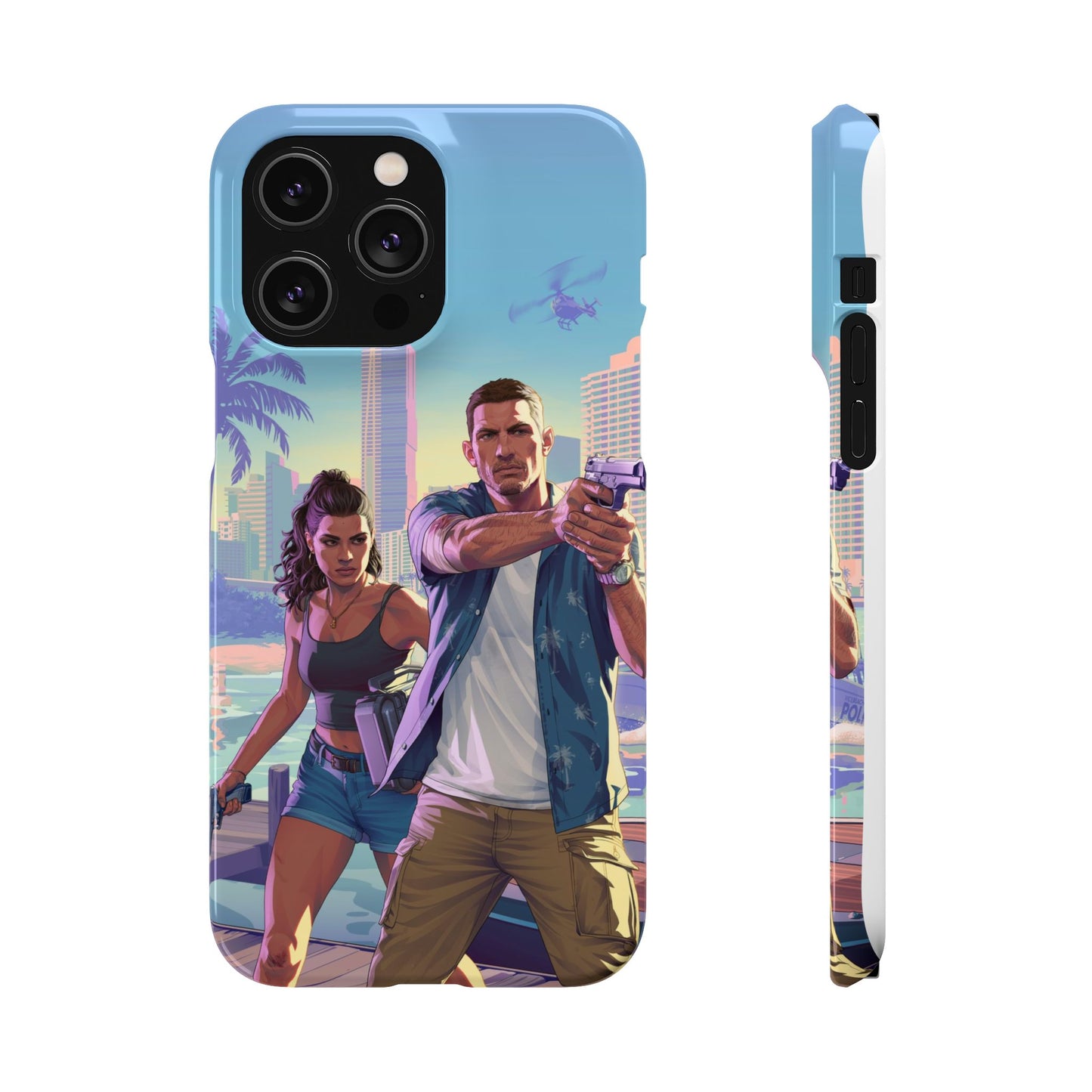 Phone Case — Retro Miami Action Scene Snap Case (Glamorous 80s Vibe)