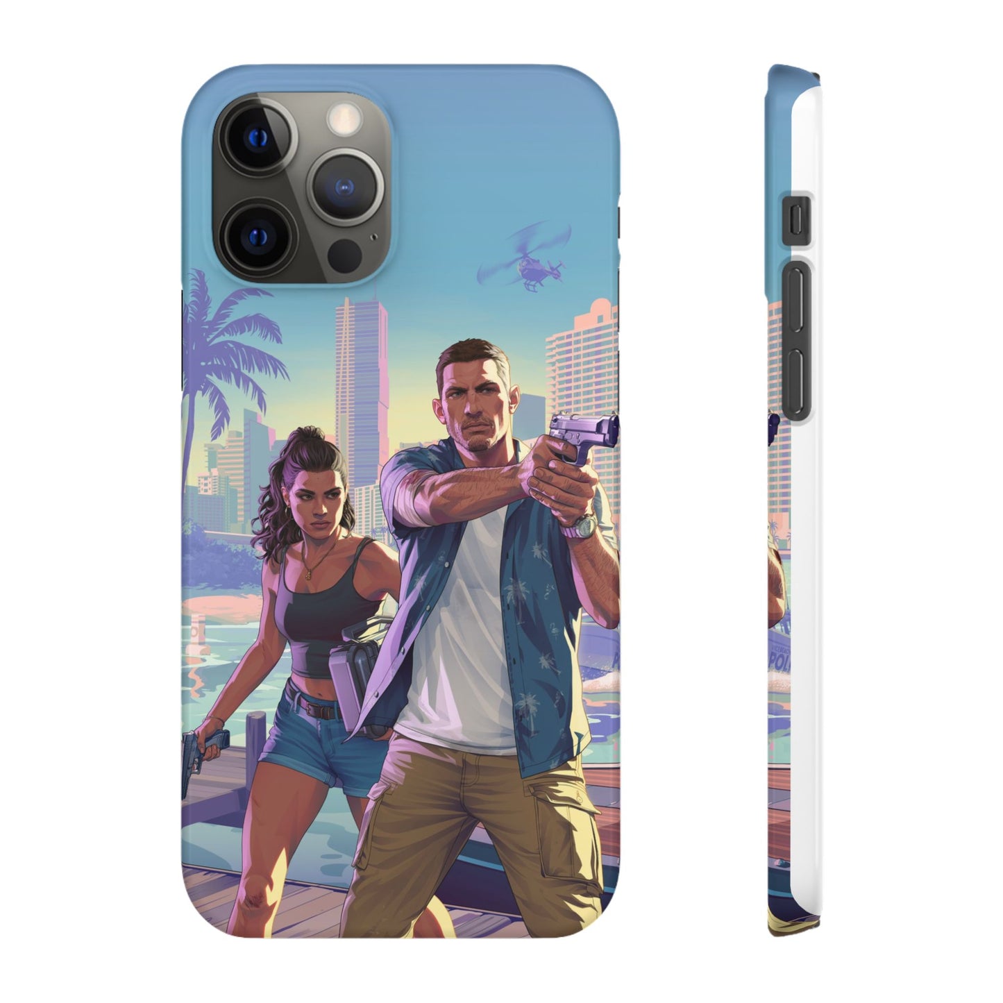 Phone Case — Retro Miami Action Scene Snap Case (Glamorous 80s Vibe)