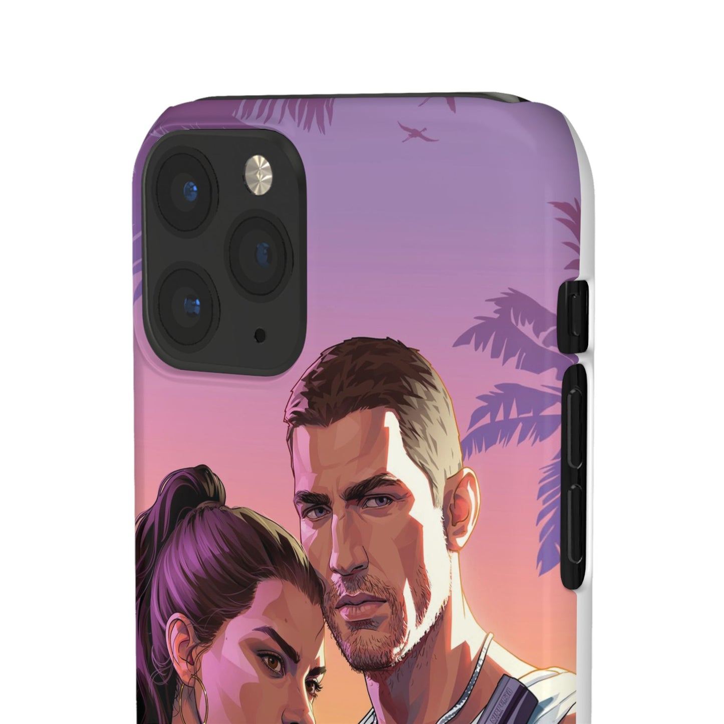 Retro Sunset Couple Phone Case — Romantic Miami Vibe Protective Snap Case