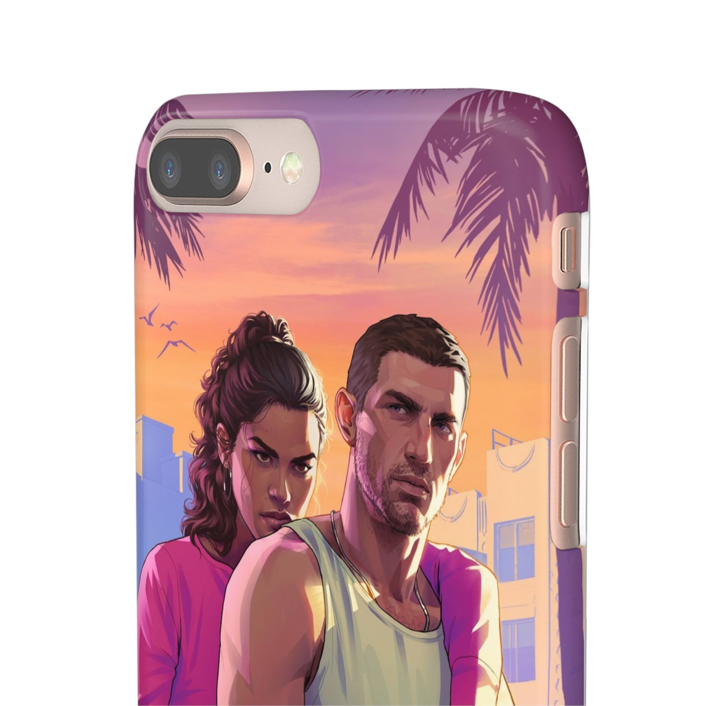 Phone Case — Retro Neon Couple Art Snap Case (Vibrant Miami Sunset)
