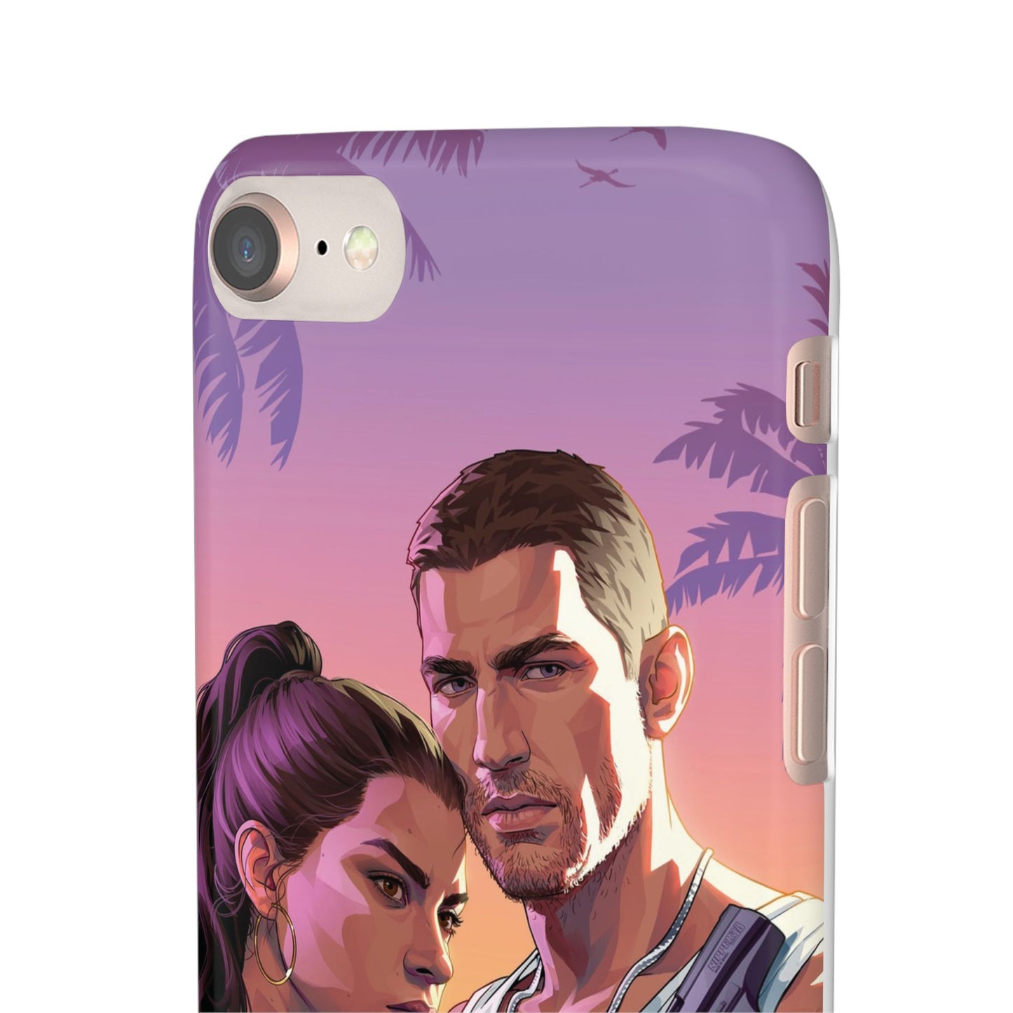 Retro Sunset Couple Phone Case — Romantic Miami Vibe Protective Snap Case