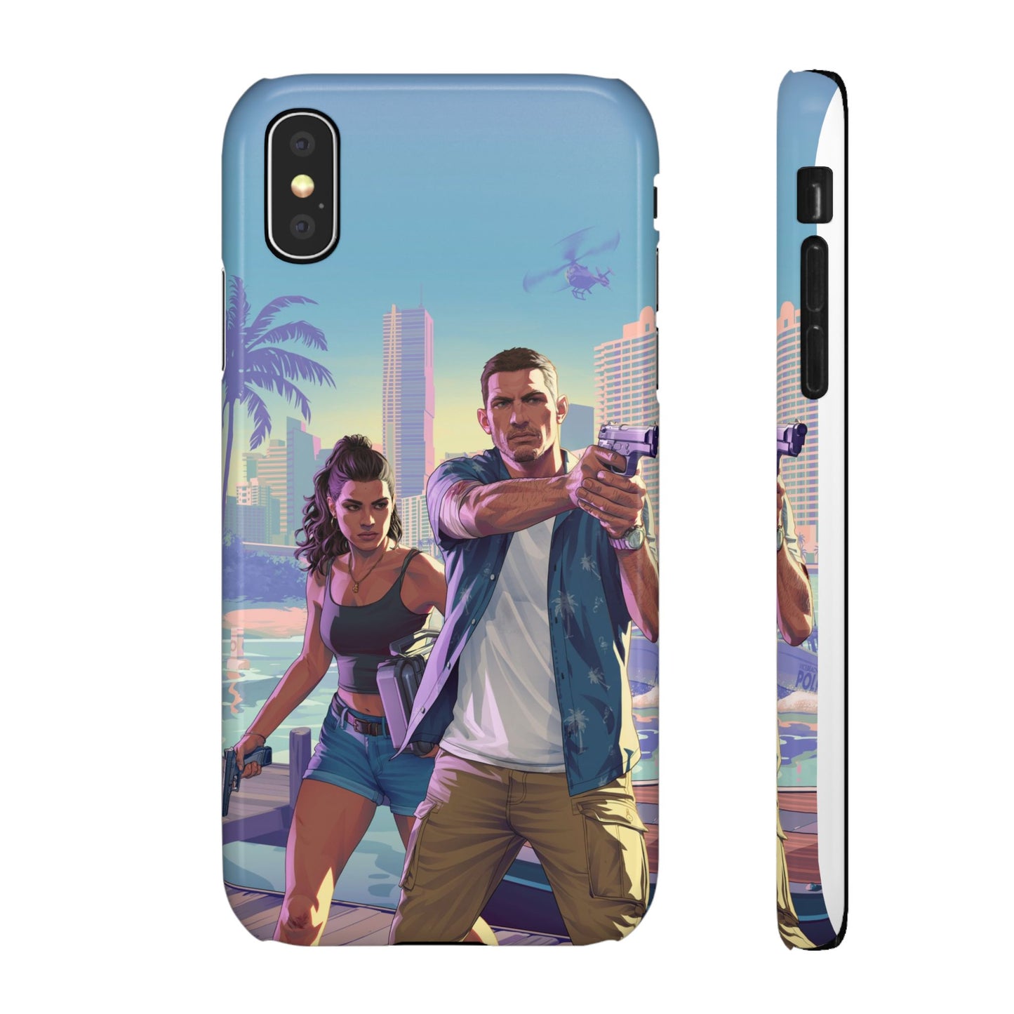 Phone Case — Retro Miami Action Scene Snap Case (Glamorous 80s Vibe)