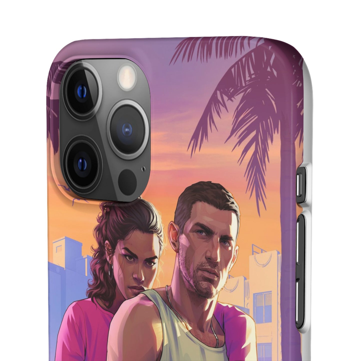 Phone Case — Retro Neon Couple Art Snap Case (Vibrant Miami Sunset)