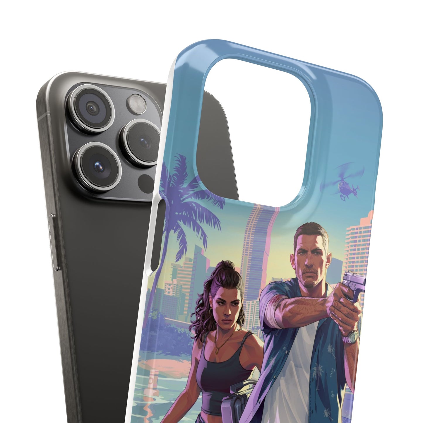 Phone Case — Retro Miami Action Scene Snap Case (Glamorous 80s Vibe)
