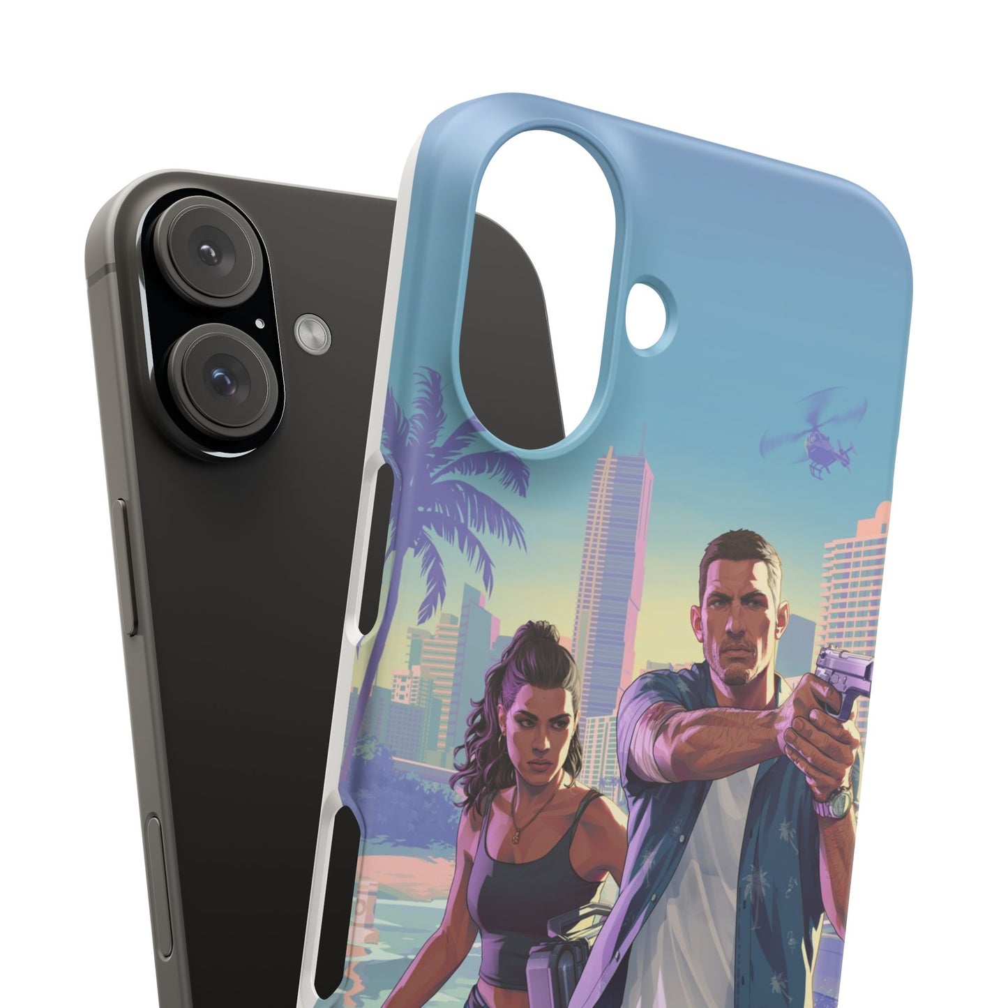 Phone Case — Retro Miami Action Scene Snap Case (Glamorous 80s Vibe)