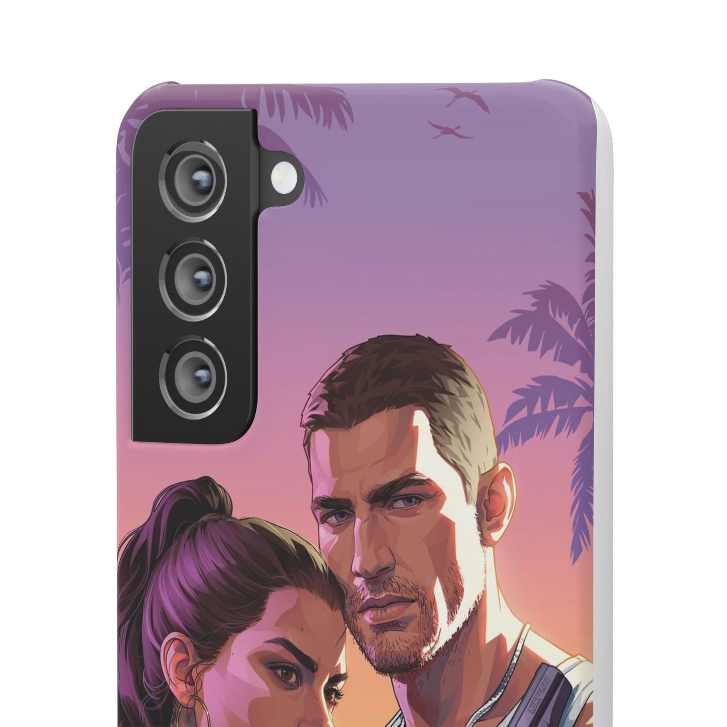 Retro Sunset Couple Phone Case — Romantic Miami Vibe Protective Snap Case
