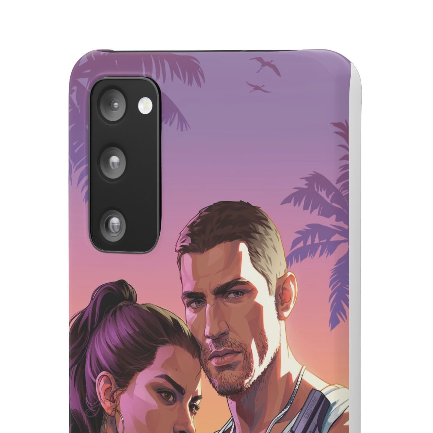 Retro Sunset Couple Phone Case — Romantic Miami Vibe Protective Snap Case