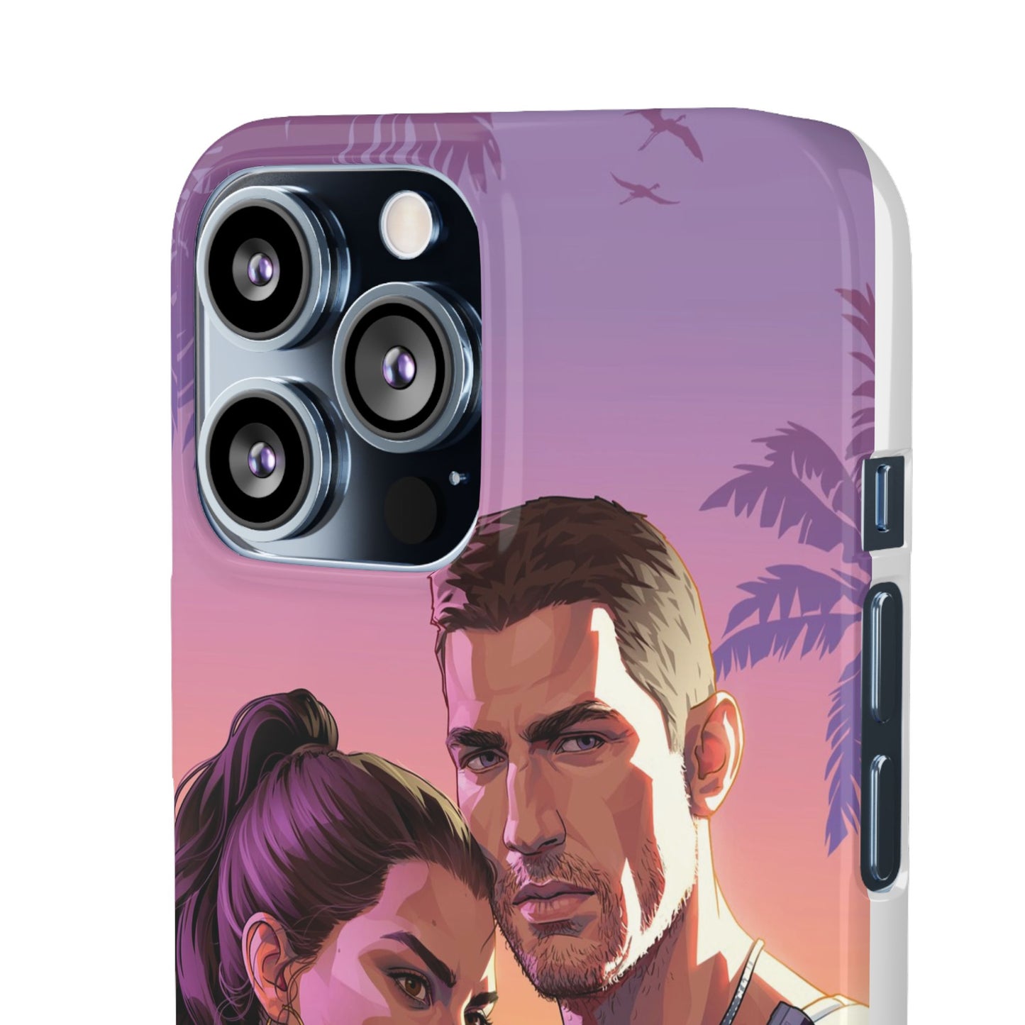 Retro Sunset Couple Phone Case — Romantic Miami Vibe Protective Snap Case
