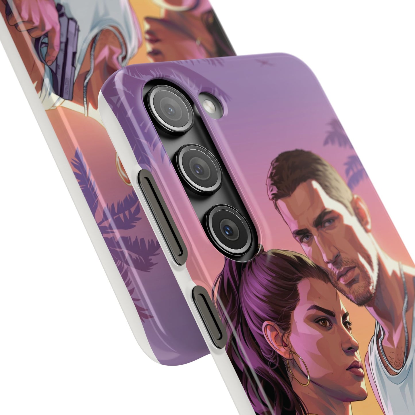 Retro Sunset Couple Phone Case — Romantic Miami Vibe Protective Snap Case