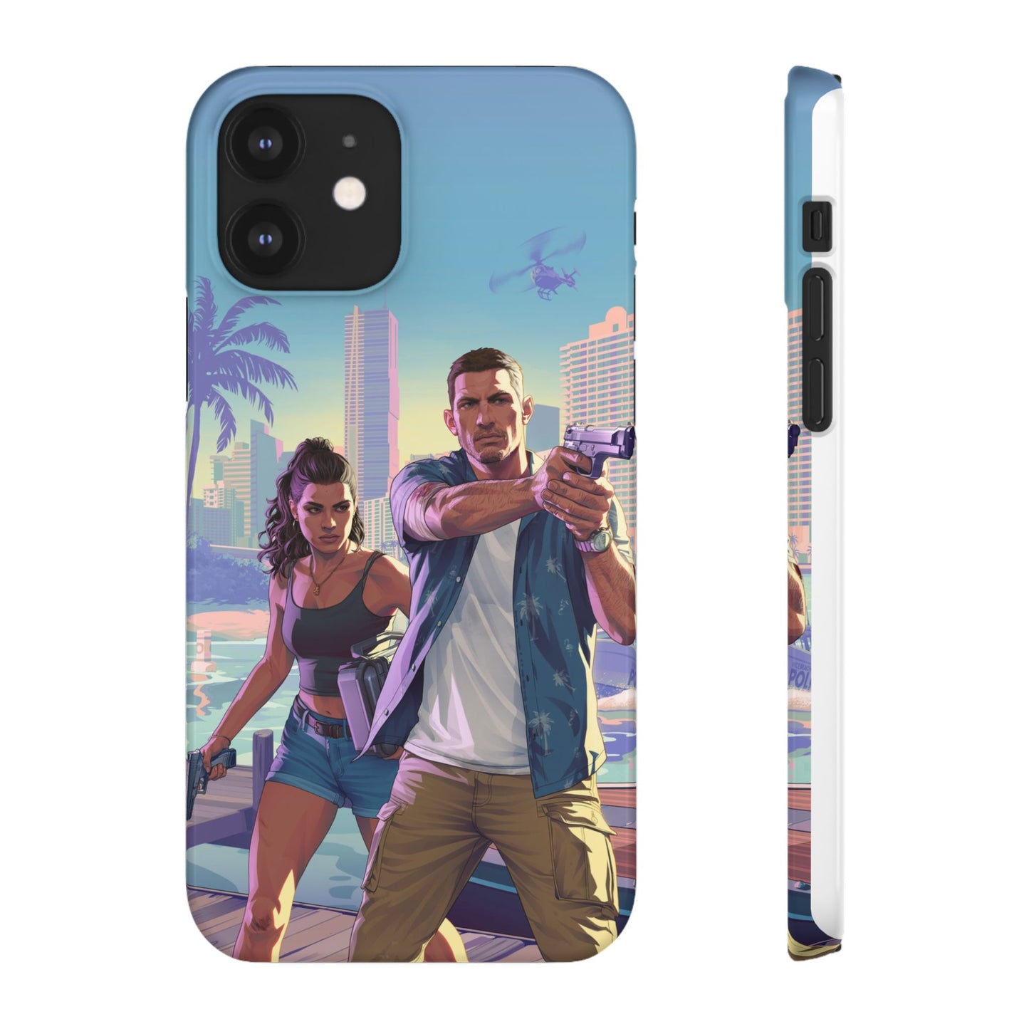 Phone Case — Retro Miami Action Scene Snap Case (Glamorous 80s Vibe)