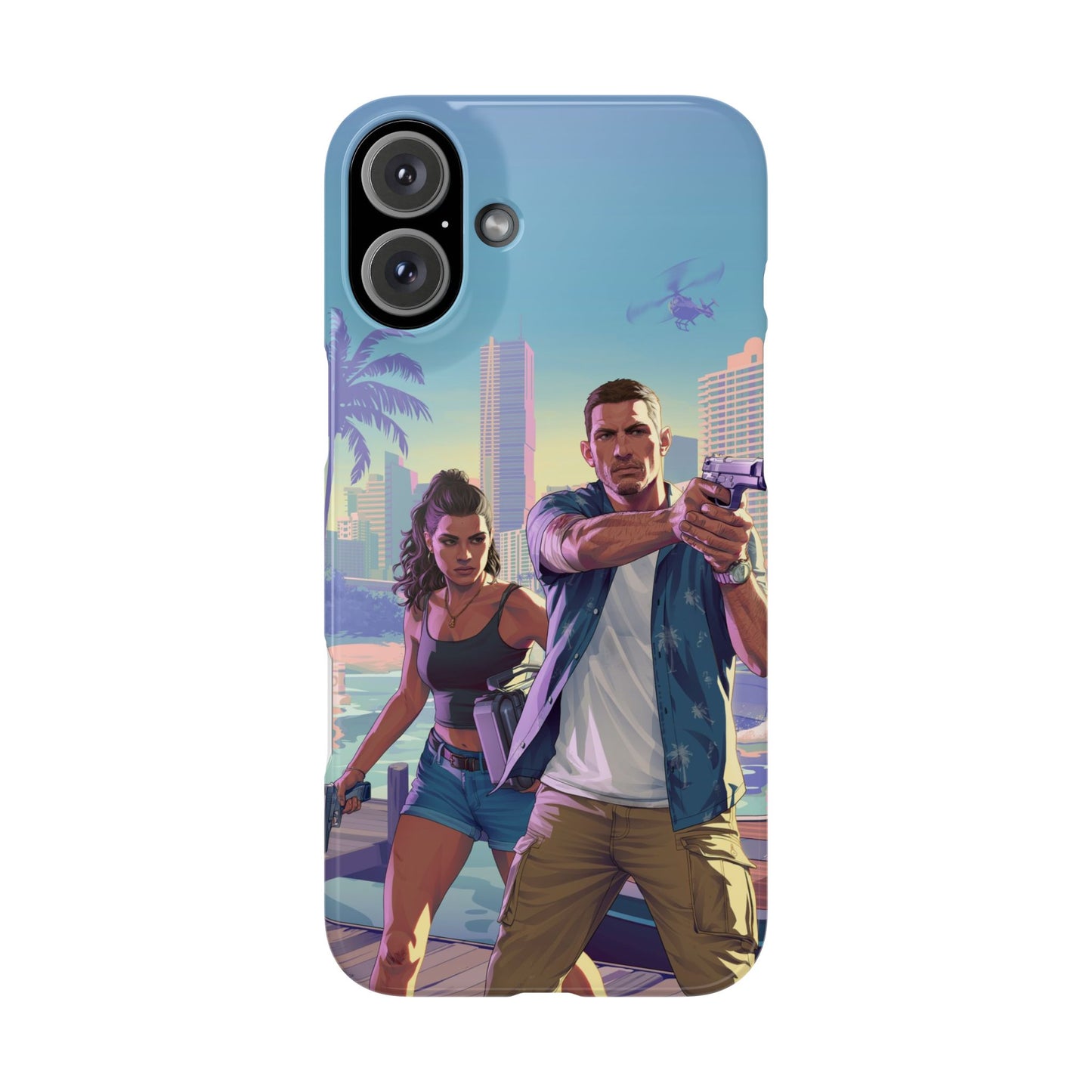 Phone Case — Retro Miami Action Scene Snap Case (Glamorous 80s Vibe)
