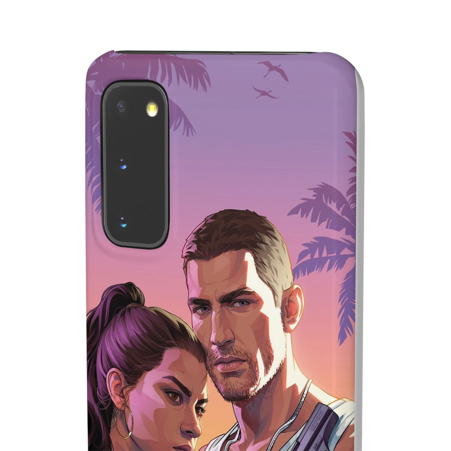 Retro Sunset Couple Phone Case — Romantic Miami Vibe Protective Snap Case