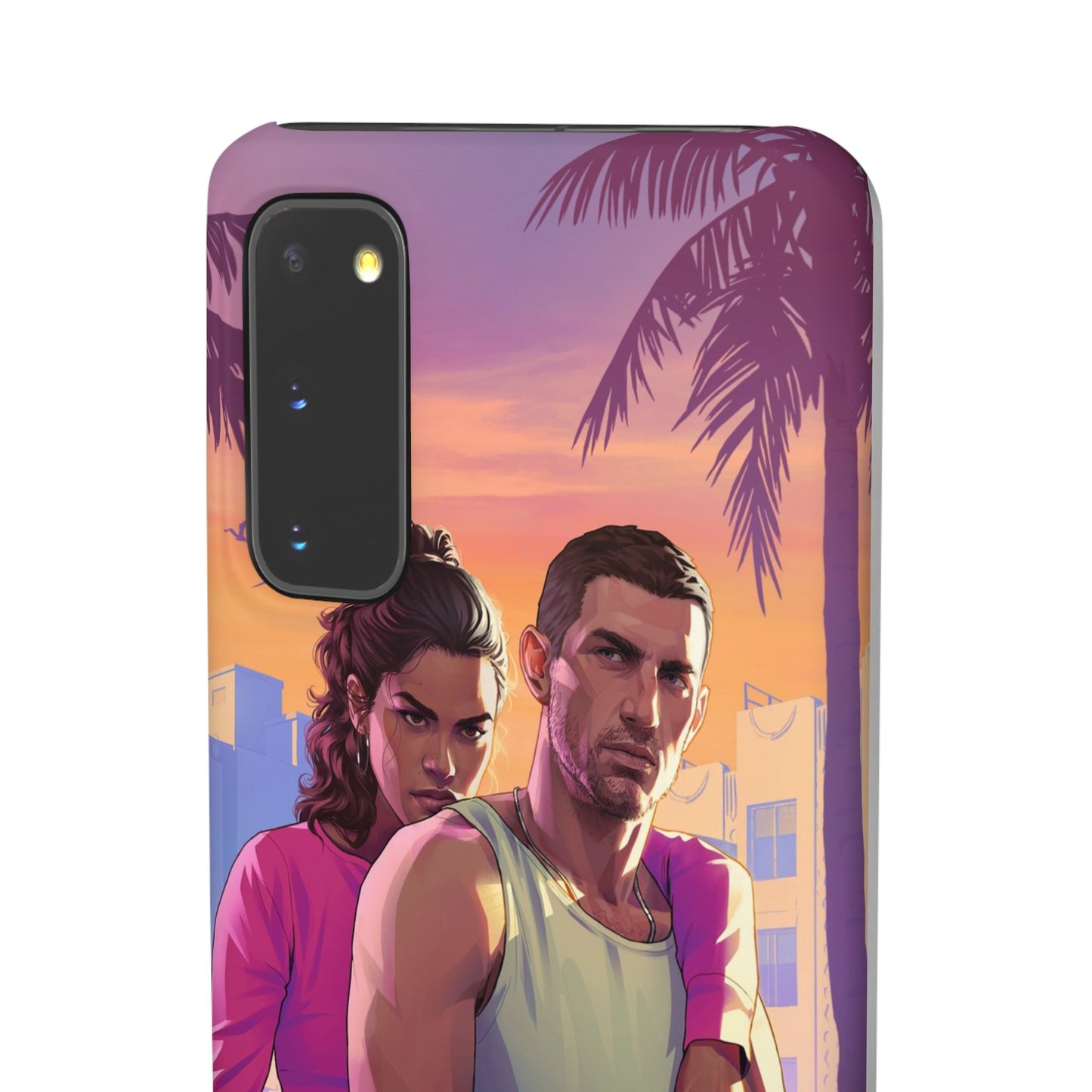 Phone Case — Retro Neon Couple Art Snap Case (Vibrant Miami Sunset)