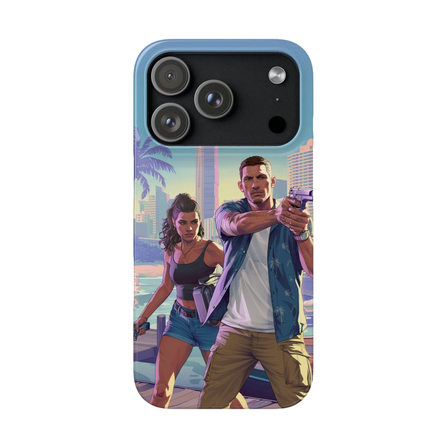 Phone Case — Retro Miami Action Scene Snap Case (Glamorous 80s Vibe)