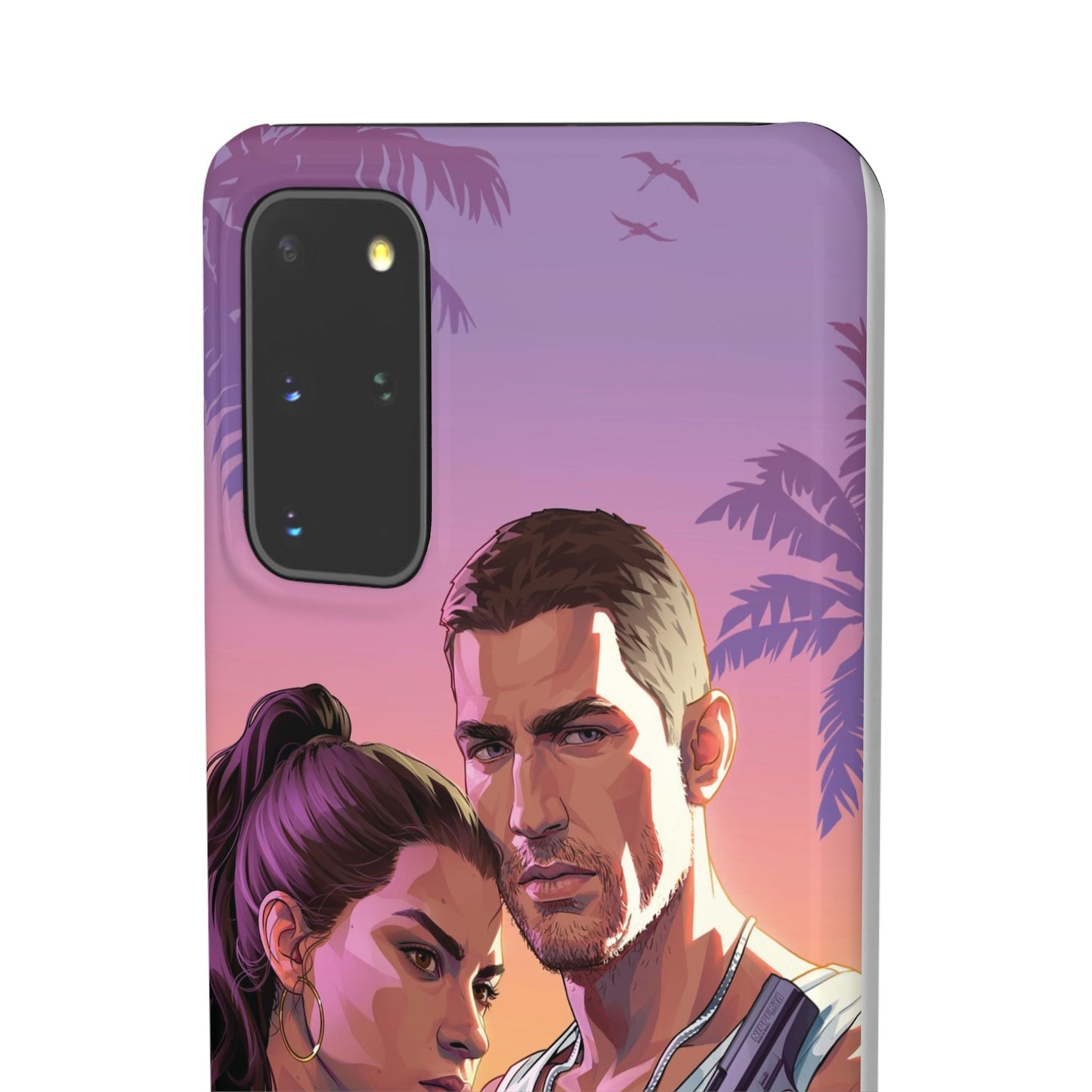 Retro Sunset Couple Phone Case — Romantic Miami Vibe Protective Snap Case
