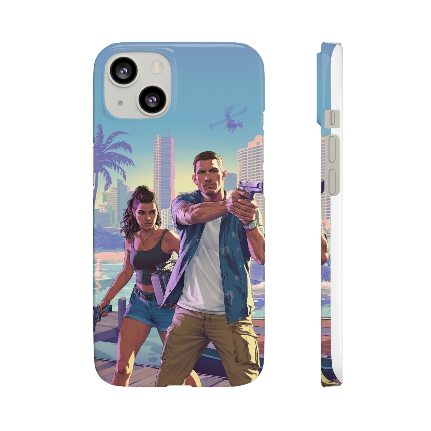 Phone Case — Retro Miami Action Scene Snap Case (Glamorous 80s Vibe)