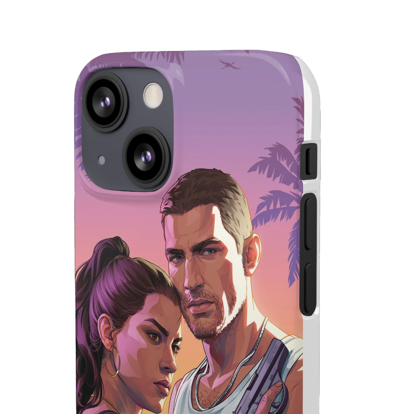 Retro Sunset Couple Phone Case — Romantic Miami Vibe Protective Snap Case