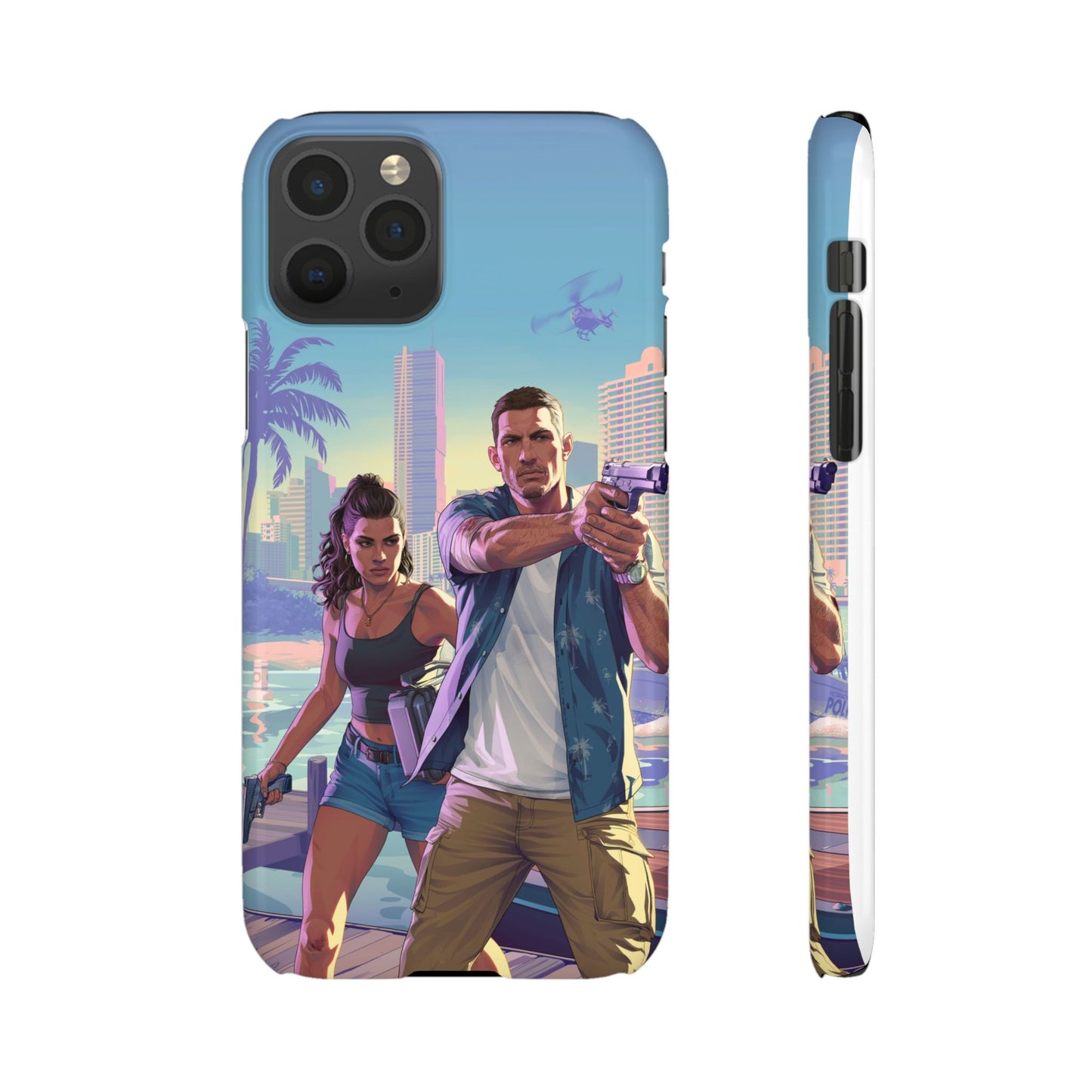 Phone Case — Retro Miami Action Scene Snap Case (Glamorous 80s Vibe)