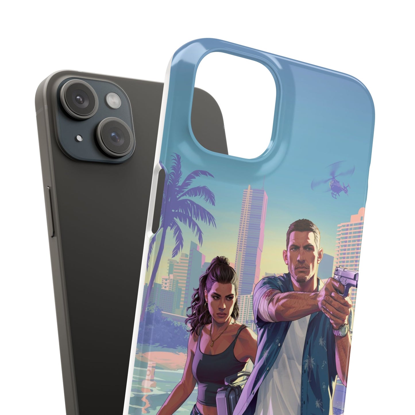 Phone Case — Retro Miami Action Scene Snap Case (Glamorous 80s Vibe)