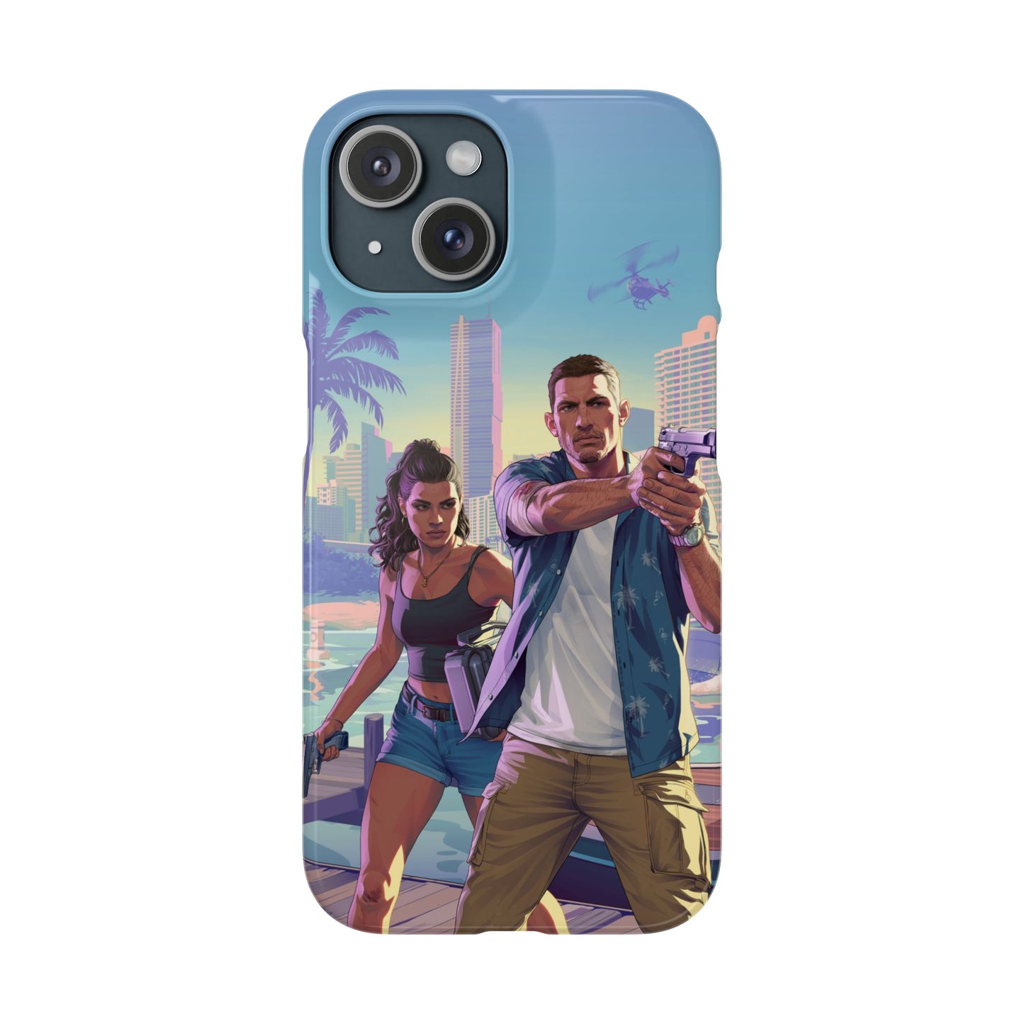 Phone Case — Retro Miami Action Scene Snap Case (Glamorous 80s Vibe)