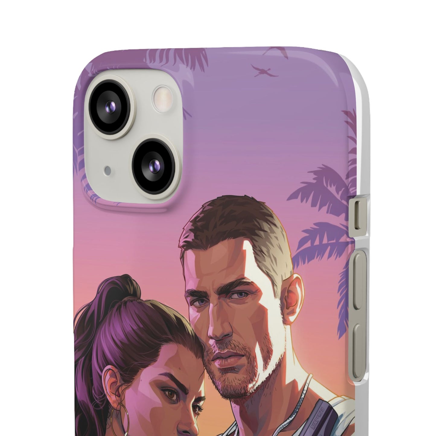 Retro Sunset Couple Phone Case — Romantic Miami Vibe Protective Snap Case