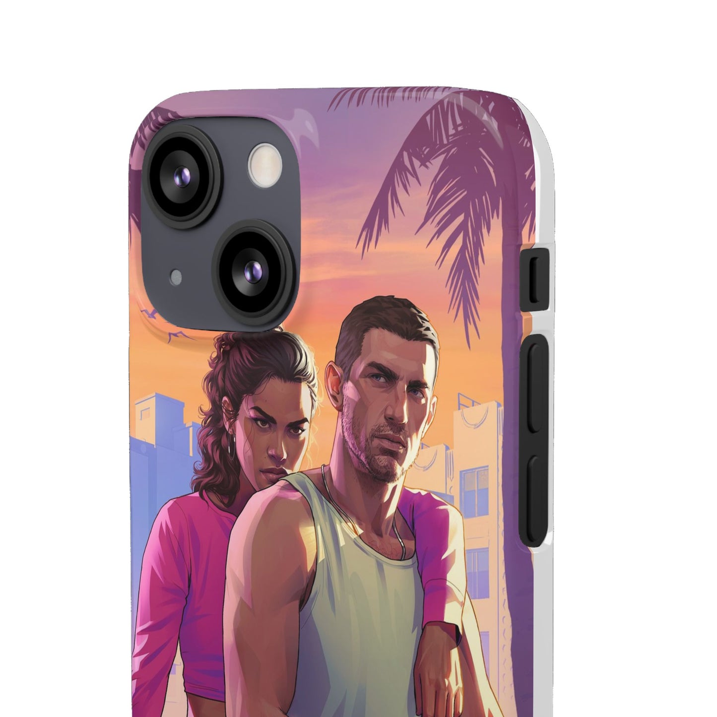 Phone Case — Retro Neon Couple Art Snap Case (Vibrant Miami Sunset)