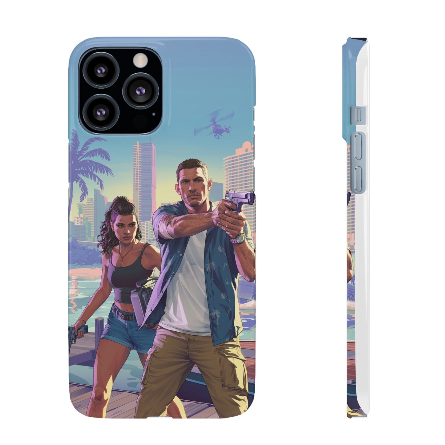 Phone Case — Retro Miami Action Scene Snap Case (Glamorous 80s Vibe)