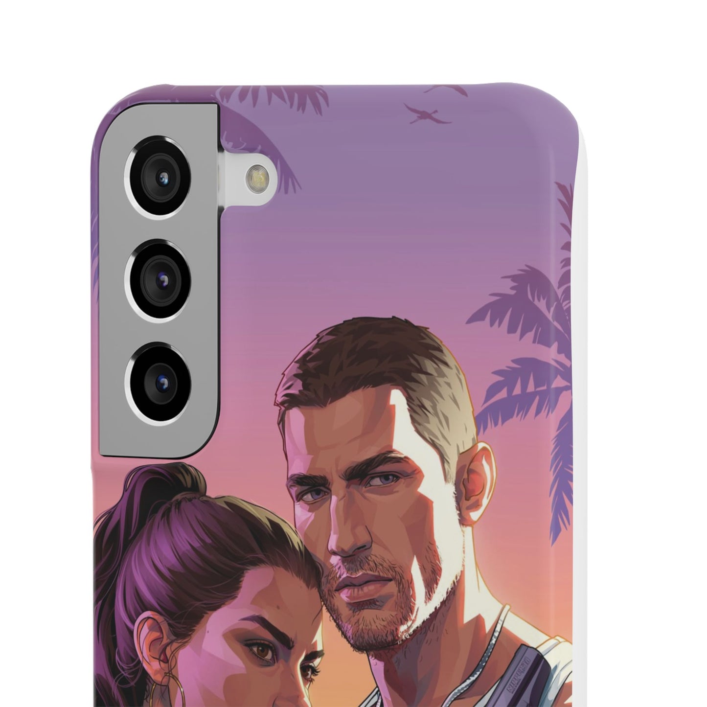 Retro Sunset Couple Phone Case — Romantic Miami Vibe Protective Snap Case