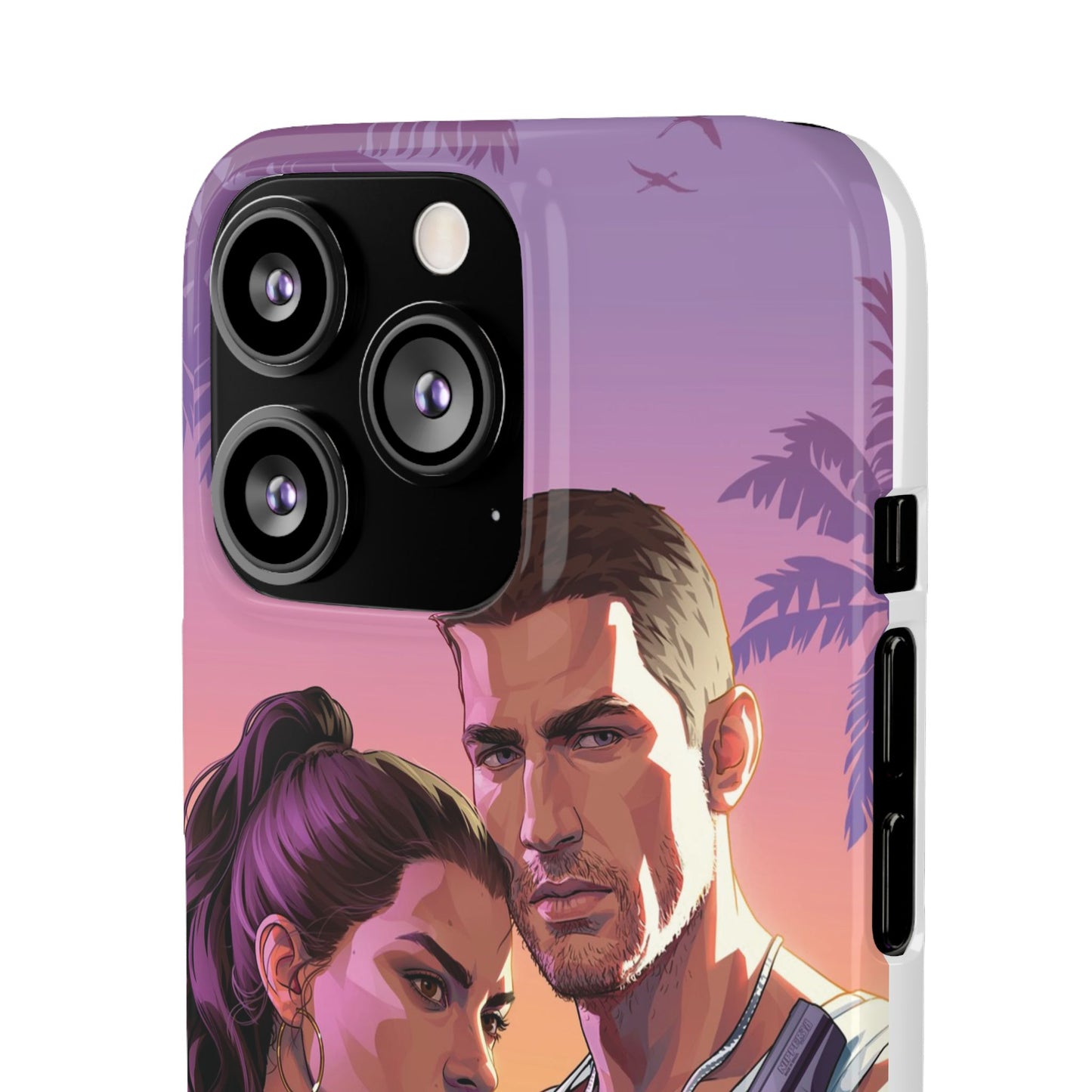 Retro Sunset Couple Phone Case — Romantic Miami Vibe Protective Snap Case