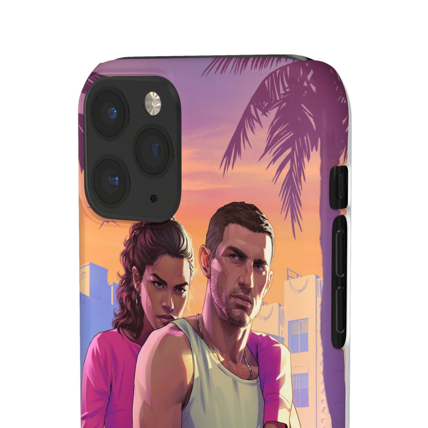 Phone Case — Retro Neon Couple Art Snap Case (Vibrant Miami Sunset)