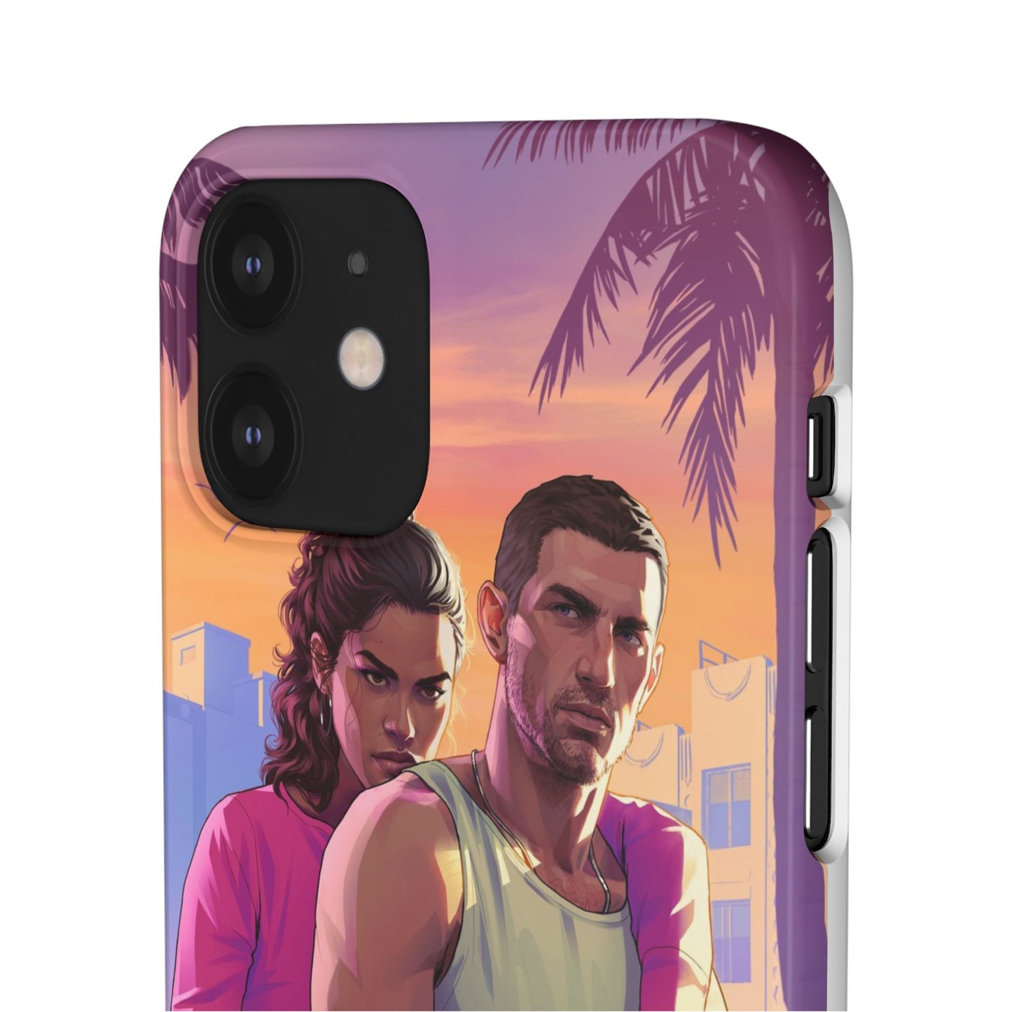 Phone Case — Retro Neon Couple Art Snap Case (Vibrant Miami Sunset)