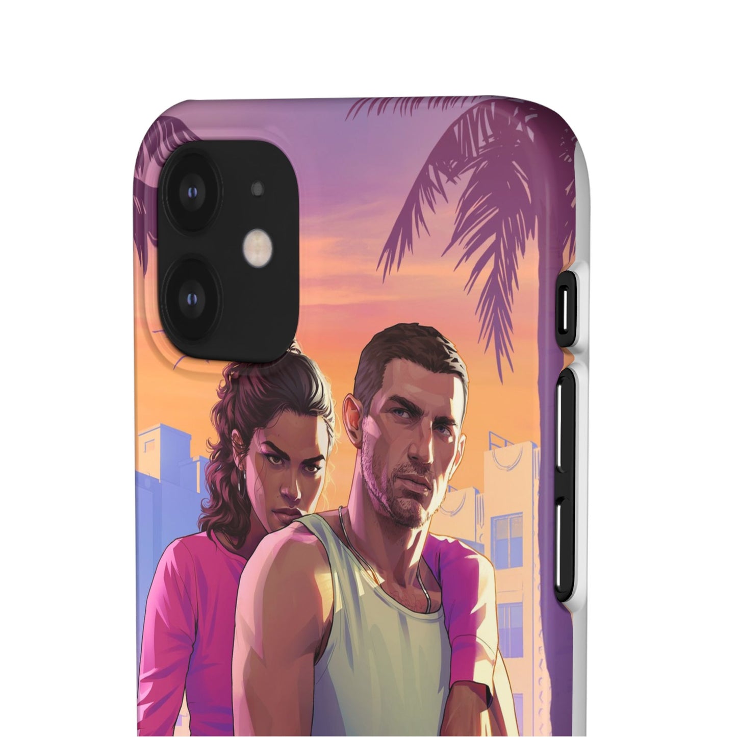 Phone Case — Retro Neon Couple Art Snap Case (Vibrant Miami Sunset)