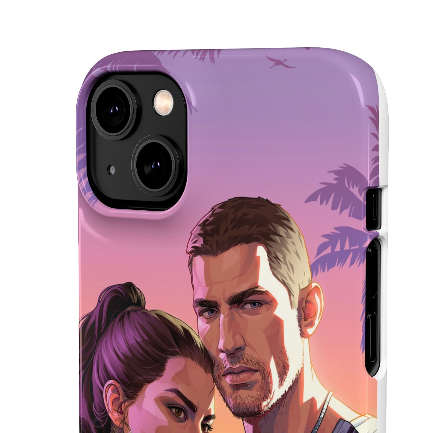 Retro Sunset Couple Phone Case — Romantic Miami Vibe Protective Snap Case