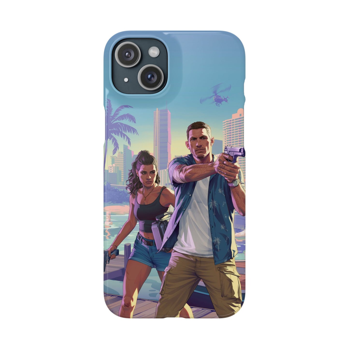 Phone Case — Retro Miami Action Scene Snap Case (Glamorous 80s Vibe)