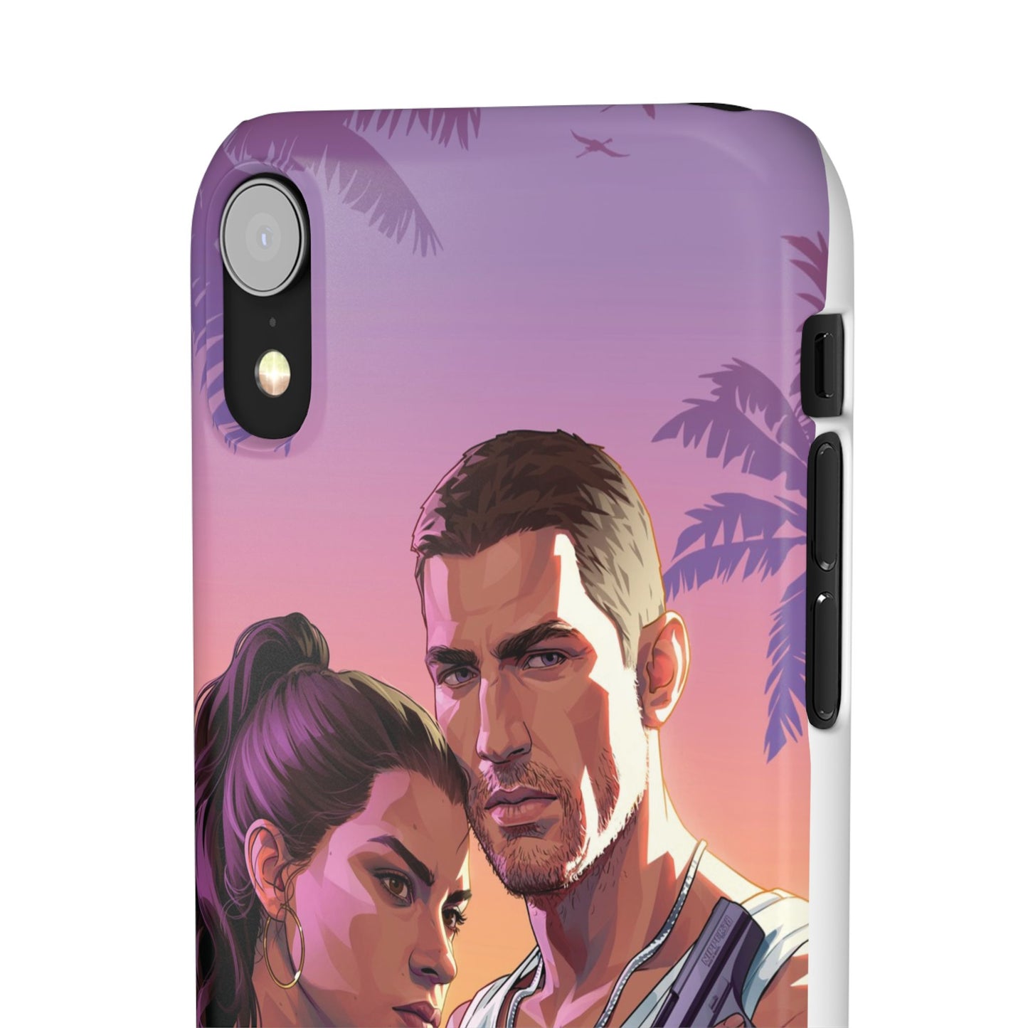 Retro Sunset Couple Phone Case — Romantic Miami Vibe Protective Snap Case
