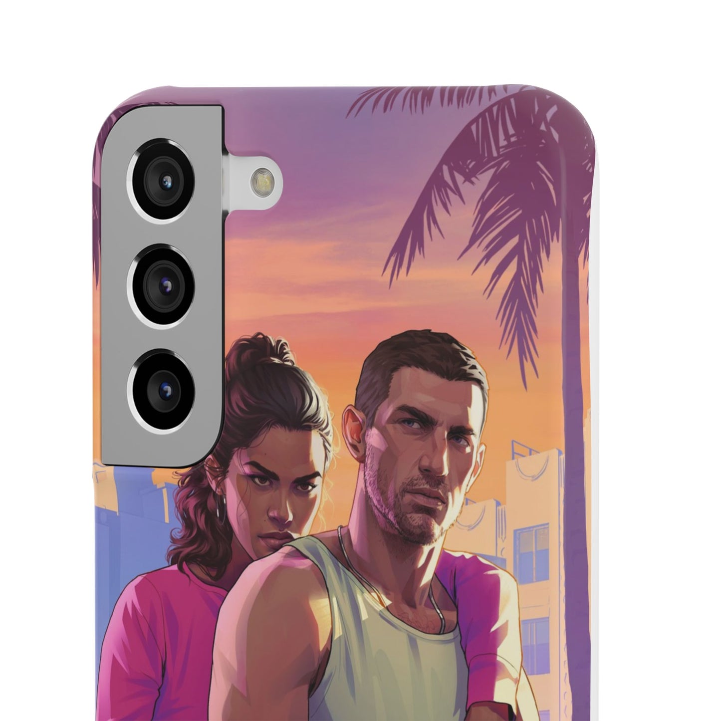 Phone Case — Retro Neon Couple Art Snap Case (Vibrant Miami Sunset)