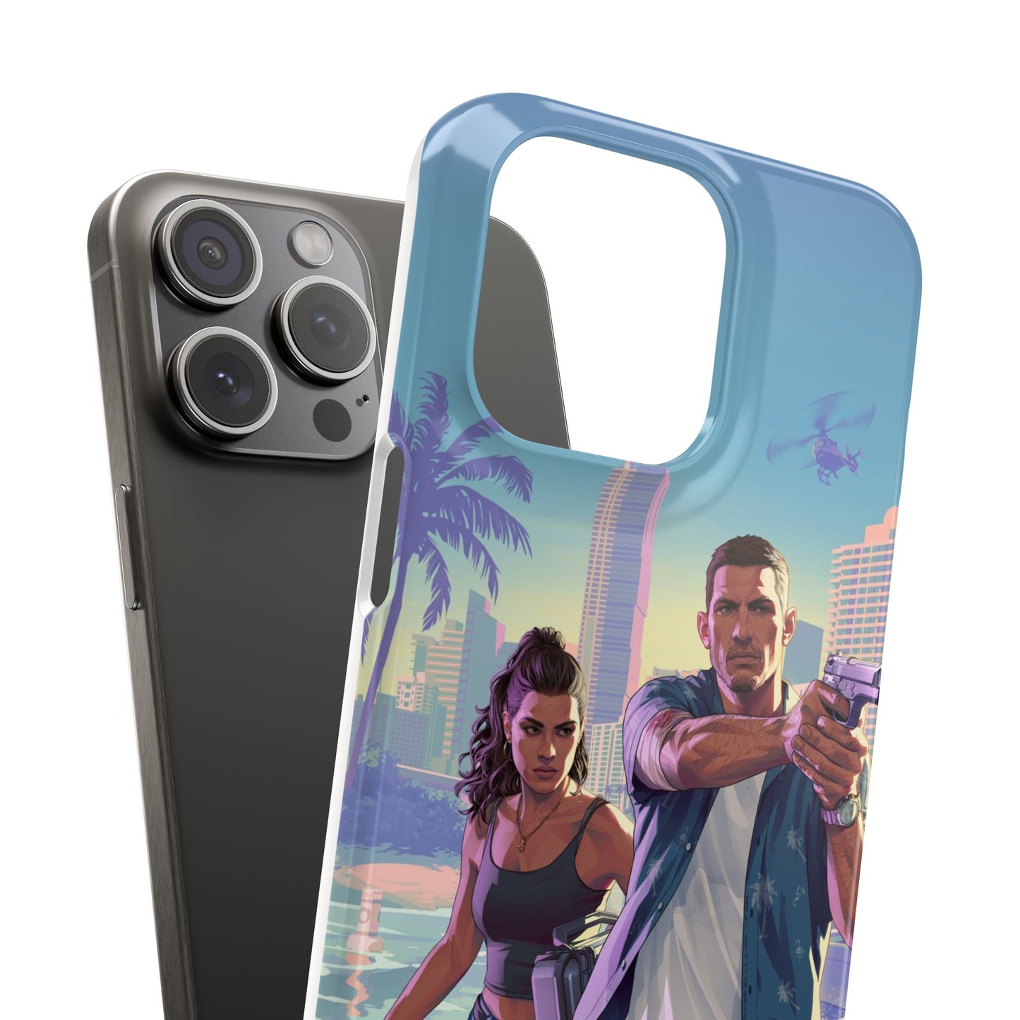 Phone Case — Retro Miami Action Scene Snap Case (Glamorous 80s Vibe)