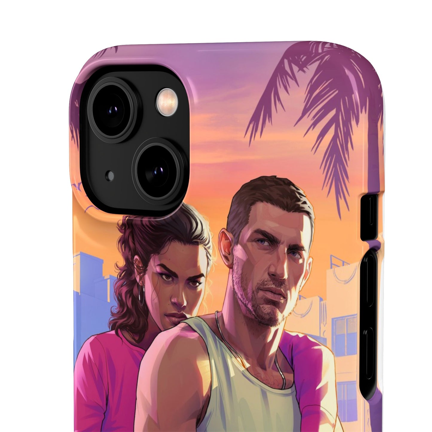 Phone Case — Retro Neon Couple Art Snap Case (Vibrant Miami Sunset)