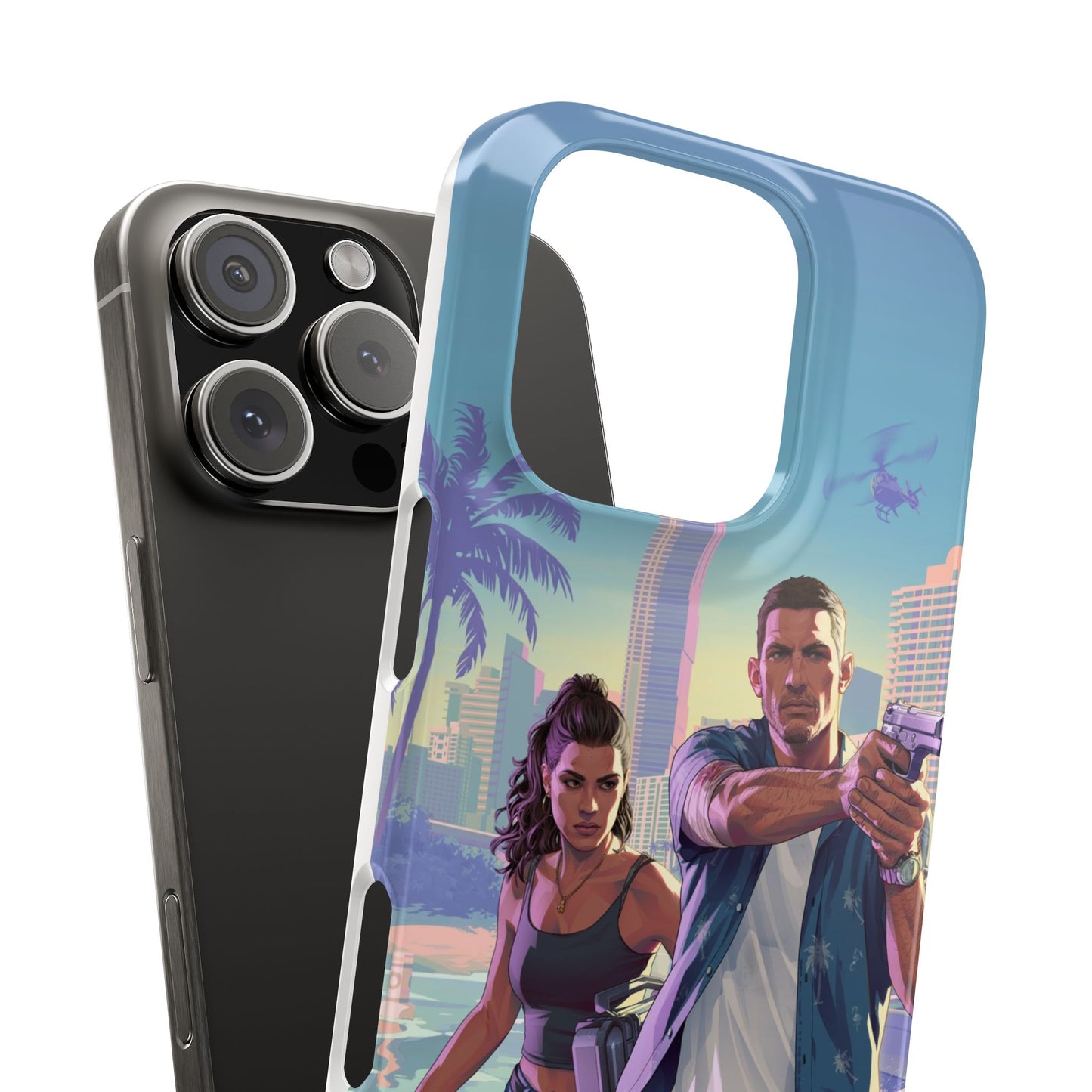 Phone Case — Retro Miami Action Scene Snap Case (Glamorous 80s Vibe)