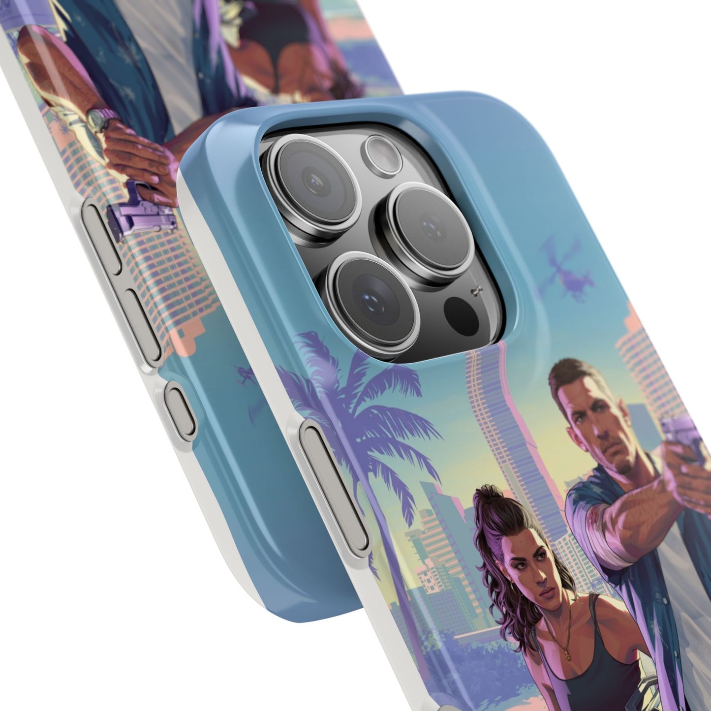 Phone Case — Retro Miami Action Scene Snap Case (Glamorous 80s Vibe)