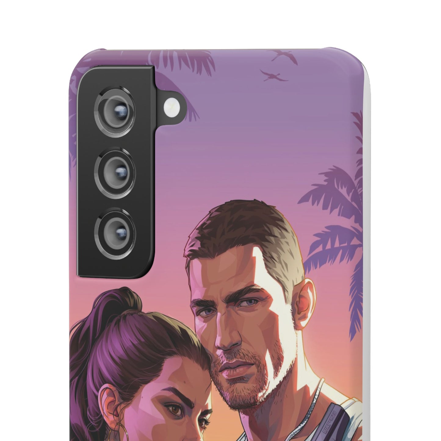 Retro Sunset Couple Phone Case — Romantic Miami Vibe Protective Snap Case