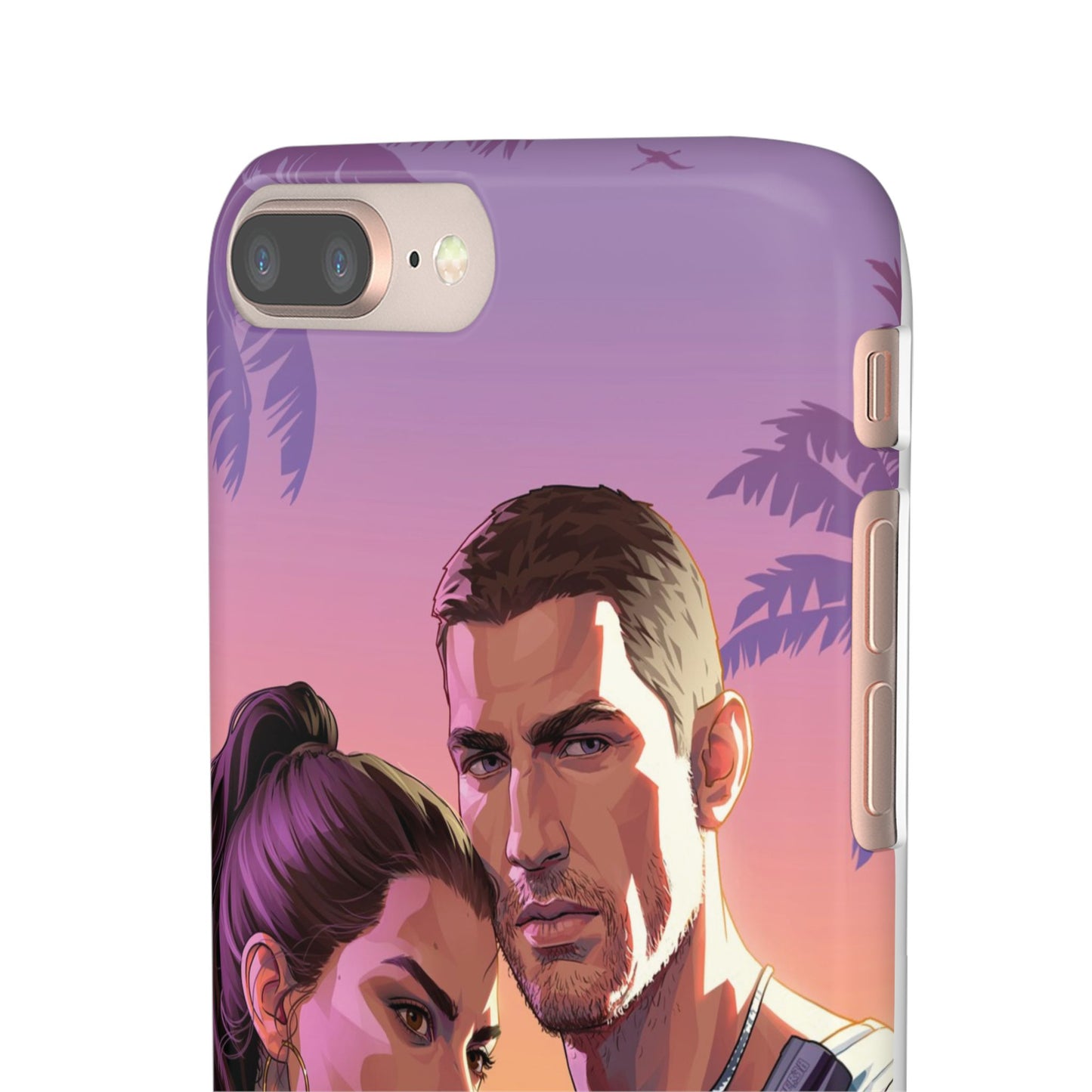 Retro Sunset Couple Phone Case — Romantic Miami Vibe Protective Snap Case